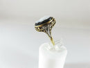 Antique 14K Gold Onyx Cameo Ring Art Nouveau Edwardian Style Size 5.5