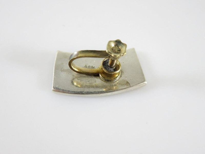 Modernist Mate-less Curved Abalone & Sterling Taxco Mexico Single Screw Back Earring product image for Just Stuff I Sell, clear front view, neutral background, original listing photo, optimized descriptive alt text, centered composition variant 4