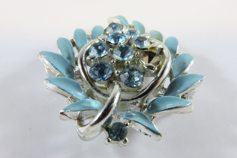 Lisner Blue Paste Blue Enamel White Metal Brooch for Restoration product image for Just Stuff I Sell, clear front view, neutral background, original listing photo, optimized descriptive alt text, centered composition variant 5