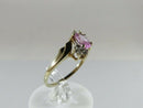 Oval Pink Solitaire Stone 10K Ring w/ 6 CZ Accents Size 5.75 10K Yellow Gold product image for Just Stuff I Sell, clear front view, neutral background, original listing photo, optimized descriptive alt text, centered composition variant 3