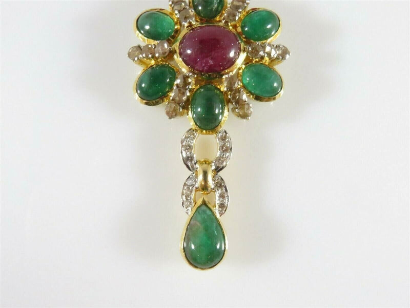 18K Gold 30 Diamond 6 Emerald & Ruby Enhancer With Custom Ruby Necklace product image for Just Stuff I Sell, clear front view, neutral background, original listing photo, optimized descriptive alt text, centered composition variant 6