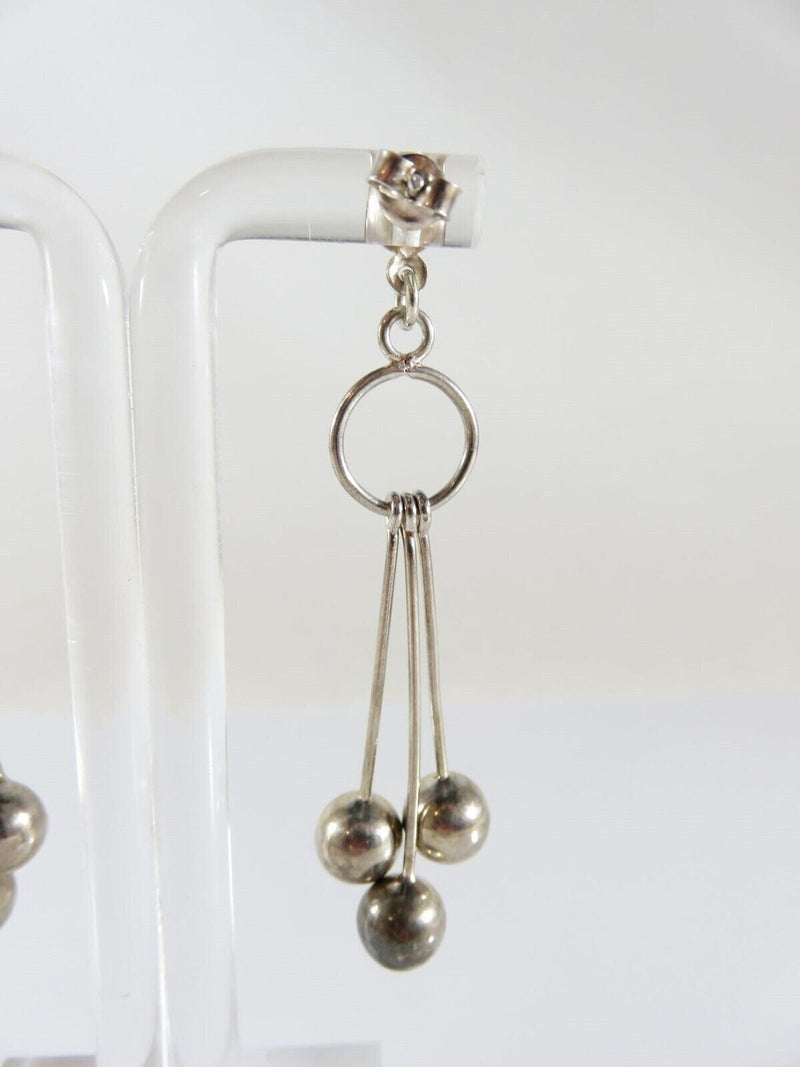 Artisan Modernist Ball & Rod Dangling Earring Set Hand Worked Sterling Silver P product image for Just Stuff I Sell, clear front view, neutral background, original listing photo, optimized descriptive alt text, centered composition variant 9
