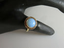 Victorian 14K Yellow Gold Opalescent Glass Cabochon Ring Size 8.5