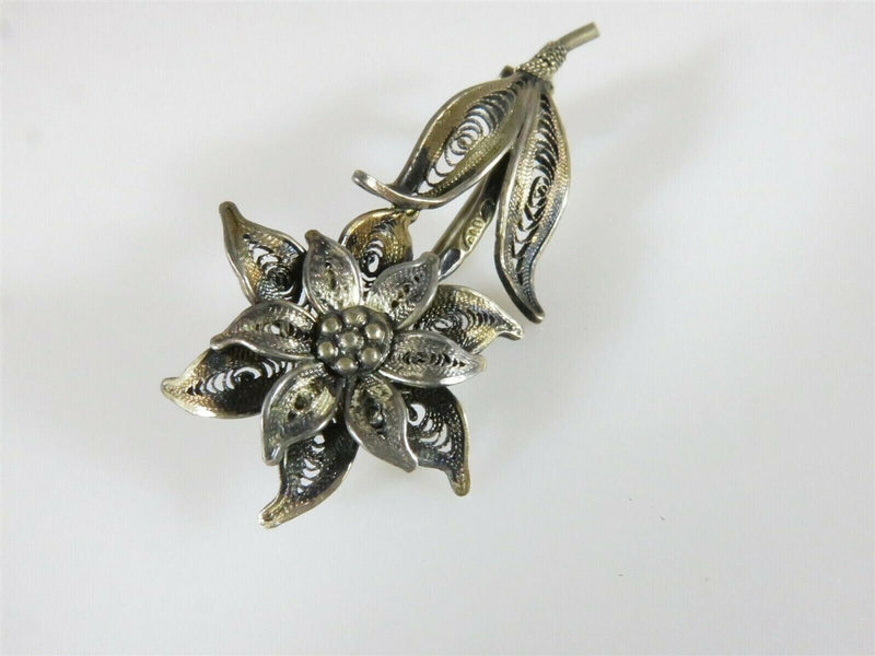 Lovely Delicate Filigree Floral Pin 900 Silver Hallmarked product image for Just Stuff I Sell, clear front view, neutral background, original listing photo, optimized descriptive alt text, centered composition variant 5