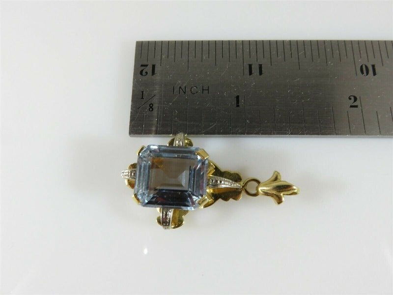 Art Nouveau Arts & Crafts Style 18K Yellow Gold Emerald Cut Blue Spinal Pendant product image for Just Stuff I Sell, clear front view, neutral background, original listing photo, optimized descriptive alt text, centered composition variant 12