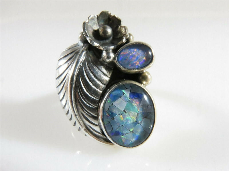 Lovely Opal Doublet Sterling Silver Native American Style Statement Ring Sz 7.25 product image for Just Stuff I Sell, clear front view, neutral background, original listing photo, optimized descriptive alt text, centered composition variant 6