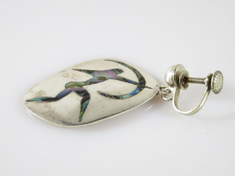 Art Nouveau Style Unmatched Bowman Abalone & Sterling Disc Taxco Single Silver Earring product image for Just Stuff I Sell, clear front view, neutral background, original listing photo, optimized descriptive alt text, centered composition variant 3