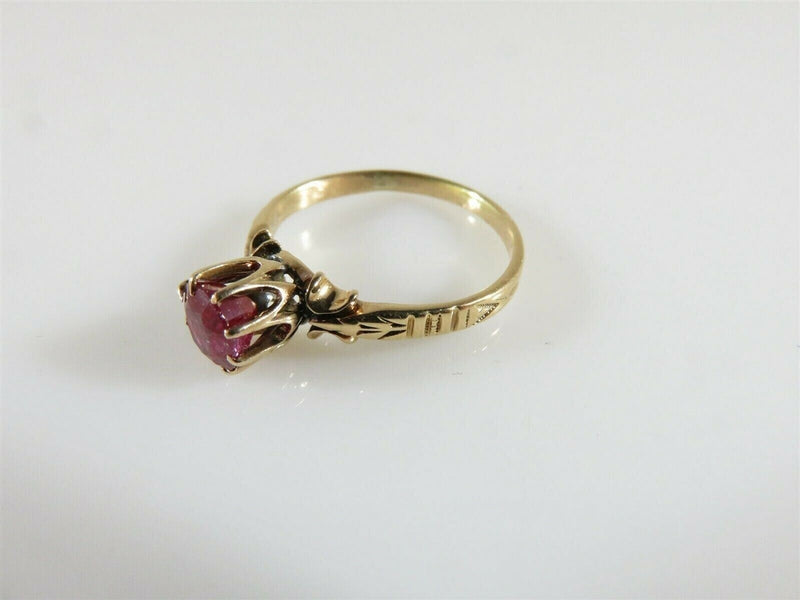 Victorian 14K Gold Ruby Engagement Ring Antique c.1887 Size 4.25 