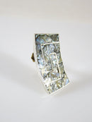 Modernist Mate-less Curved Abalone & Sterling Taxco Mexico Single Screw Back Earring product image for Just Stuff I Sell, clear front view, neutral background, original listing photo, optimized descriptive alt text, centered composition variant 2