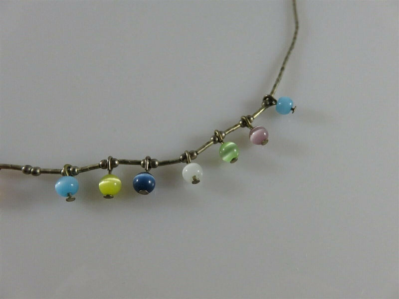 16" TL Sterling Silver Boho Bead & Multicolored Ball Enhancer Necklace product image for Just Stuff I Sell, clear front view, neutral background, original listing photo, optimized descriptive alt text, centered composition variant 6