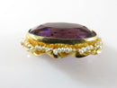 Art Nouveau Style 10K Seed Pearl Wrapped Purple Glass Brooch Pin by Marathon