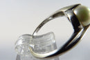 10K White Gold Cultured Pearl Modernist Bypass Ring Size 6.25 SA Mark