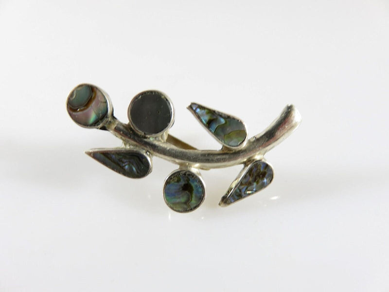 Vintage Unmatched Figural Flower Leaf Stem Abalone & Sterling Single Silver Earring product image for Just Stuff I Sell, clear front view, neutral background, original listing photo, optimized descriptive alt text, centered composition