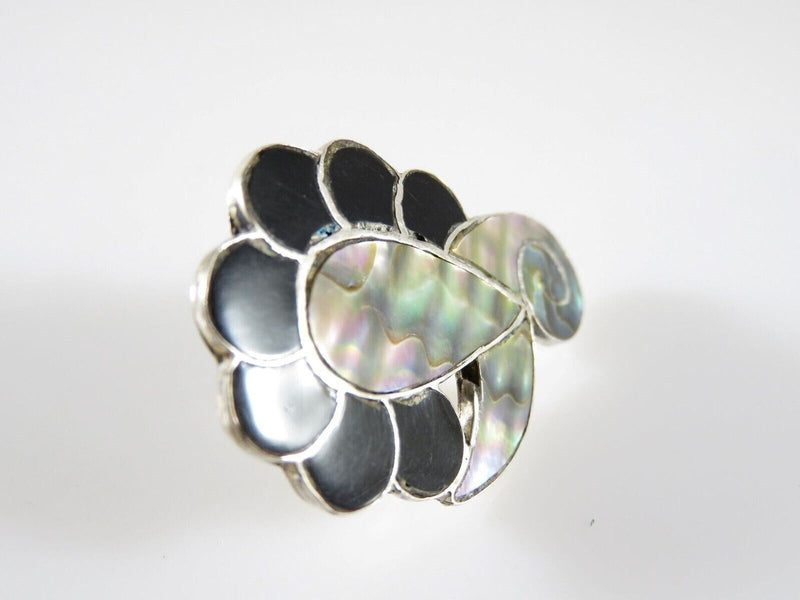 Vintage Abstract Style Unmatched Onyx Abalone & Sterling Disc Taxco ETM Single Earring product image for Just Stuff I Sell, clear front view, neutral background, original listing photo, optimized descriptive alt text, centered composition variant 4