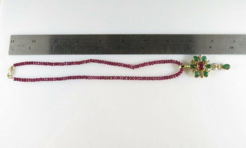18K Gold 30 Diamond 6 Emerald & Ruby Enhancer With Custom Ruby Necklace product image for Just Stuff I Sell, clear front view, neutral background, original listing photo, optimized descriptive alt text, centered composition variant 8