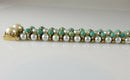 Beautiful 83 Pearl 52 Turquoise 7" TL Bracelet 14K Yellow Gold Setting 33.4 Gram product image for Just Stuff I Sell, clear front view, neutral background, original listing photo, optimized descriptive alt text, centered composition variant 8