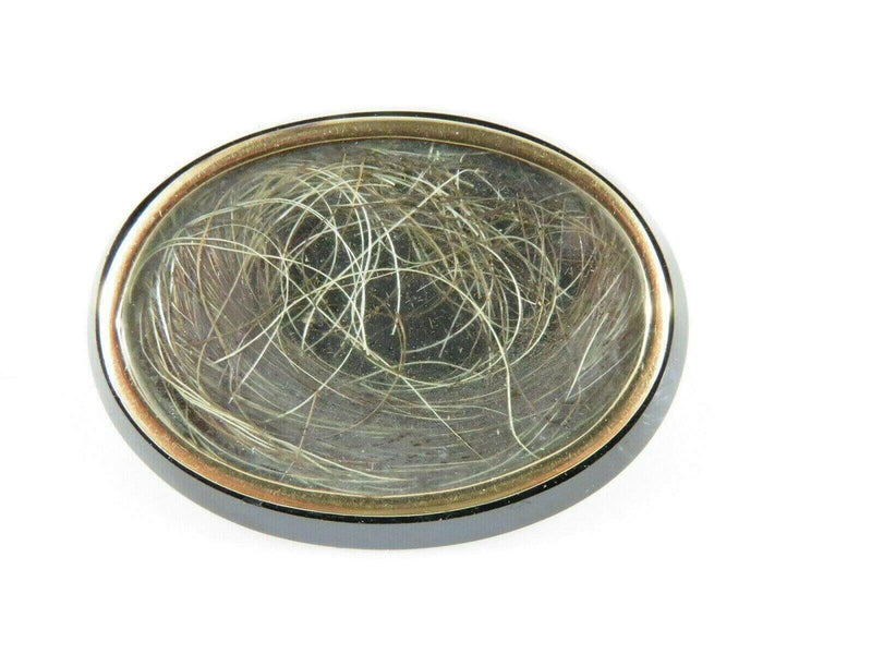 14K Rosey Gold and Polished Jet Hair Mourning Brooch for Restoration product image for Just Stuff I Sell, clear front view, neutral background, original listing photo, optimized descriptive alt text, centered composition