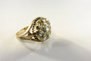 Victorian Round Rose Cut Diamond Cluster Statement Ring Unisex Size 10
