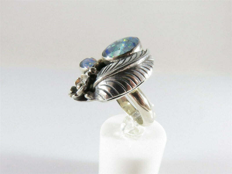 Lovely Opal Doublet Sterling Silver Native American Style Statement Ring Sz 7.25 product image for Just Stuff I Sell, clear front view, neutral background, original listing photo, optimized descriptive alt text, centered composition variant 3