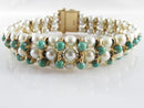 Beautiful 83 Pearl 52 Turquoise 7" TL Bracelet 14K Yellow Gold Setting 33.4 Gram product image for Just Stuff I Sell, clear front view, neutral background, original listing photo, optimized descriptive alt text, centered composition