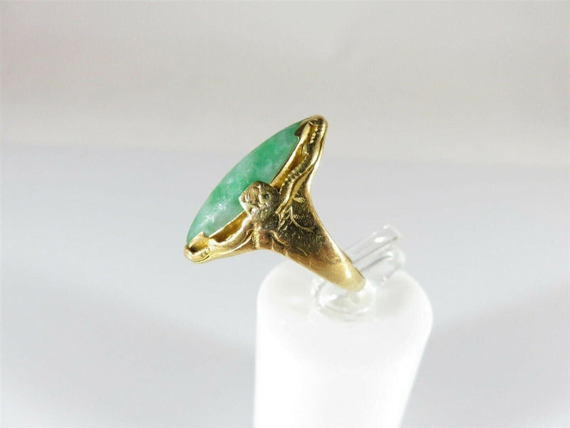 Solid Antique 20K Gold Navette Green White Nephrite Jade Ring Size 5 1/2 product image for Just Stuff I Sell, clear front view, neutral background, original listing photo, optimized descriptive alt text, centered composition variant 3