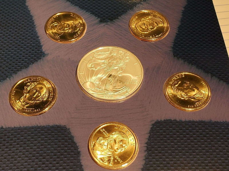 2008 W US Mint Annual Uncirculated Dollar Set W/ Burnished Silver Eagle product image for Just Stuff I Sell, clear front view, neutral background, original listing photo, optimized descriptive alt text, centered composition variant 8