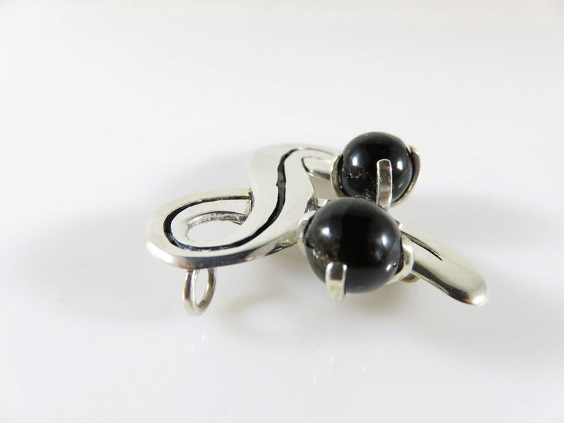 Fetching Modernist Swirling Silver & Onyx Brooch Pendant Taxco TC Conjoined Old product image for Just Stuff I Sell, clear front view, neutral background, original listing photo, optimized descriptive alt text, centered composition variant 5