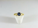 20K Gold .75 Carat Round Cut Natural Blue Sapphire Solitaire Ring Size 9.75