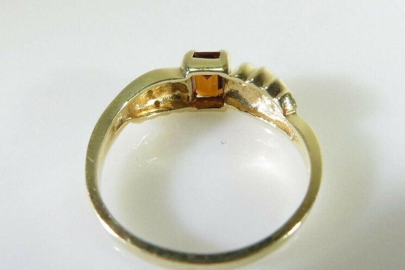 Lovely 14K Yellow Gold and Nice Emerald Cut Citrine Ring w/ Wing Style Band Sz 7 product image for Just Stuff I Sell, clear front view, neutral background, original listing photo, optimized descriptive alt text, centered composition variant 8
