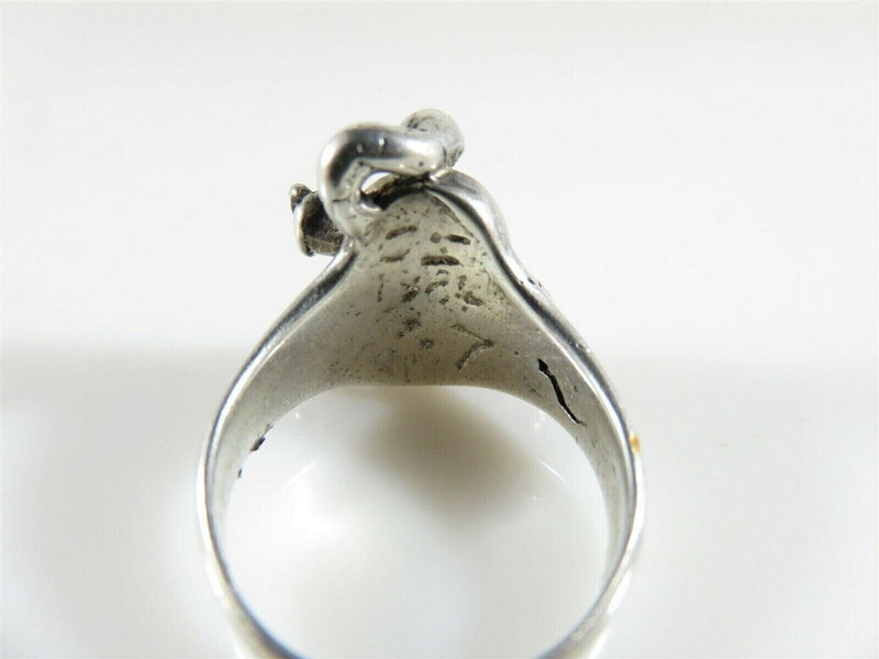 Silver Tone Artisan Signed Biker Skull Ring Size 6.75 Unisex Snake Skull Ring product image for Just Stuff I Sell, clear front view, neutral background, original listing photo, optimized descriptive alt text, centered composition variant 8