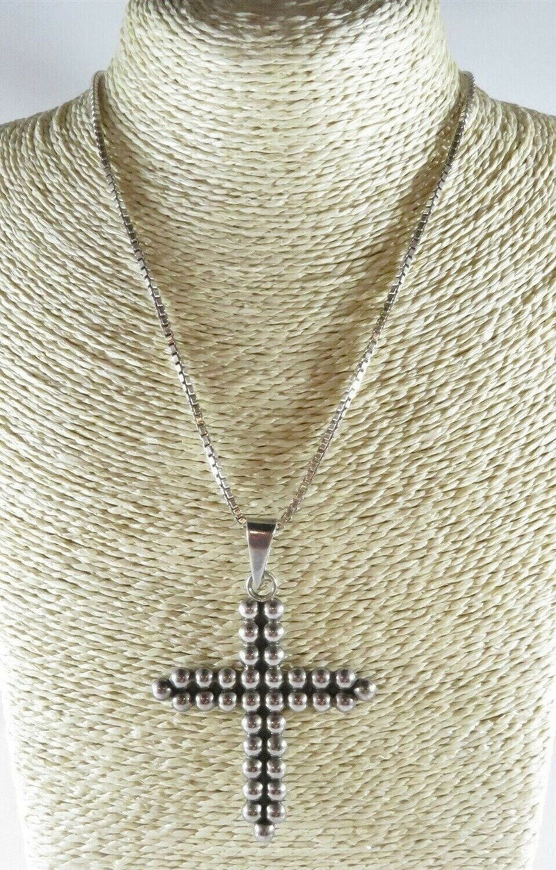 Vintage Beaded Cross 3" x 2" with 24" Box Chain House of Bangles Sterling product image for Just Stuff I Sell, clear front view, neutral background, original listing photo, optimized descriptive alt text, centered composition variant 3