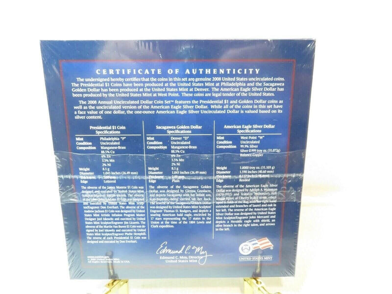 2008 W US Mint Annual Uncirculated Dollar Set W/ Burnished Silver Eagle product image for Just Stuff I Sell, clear front view, neutral background, original listing photo, optimized descriptive alt text, centered composition variant 2