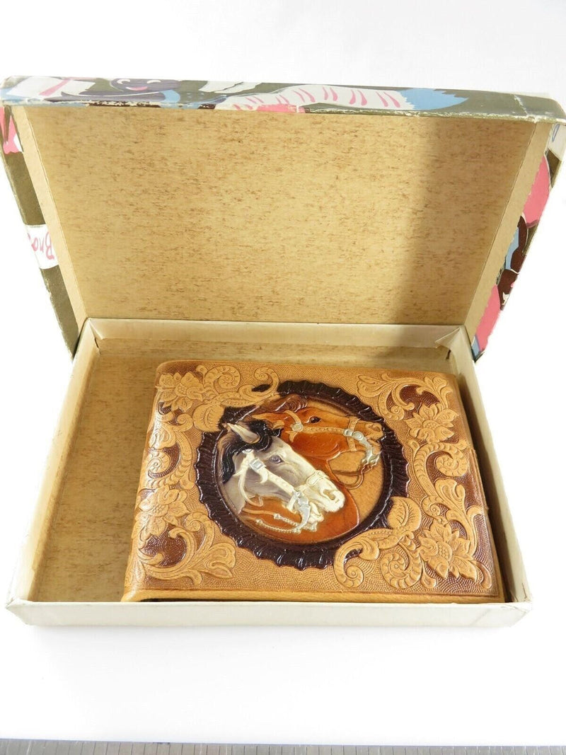 Double Horse Tooled Saddle Lambskin Tool O Matic Wallet Original Hess Brothers G product image for Just Stuff I Sell, clear front view, neutral background, original listing photo, optimized descriptive alt text, centered composition variant 10