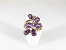 Vintage 14K Gold FL Amethyst Diamond Cluster Ring 7-Stone Split Shank Sz 6.75