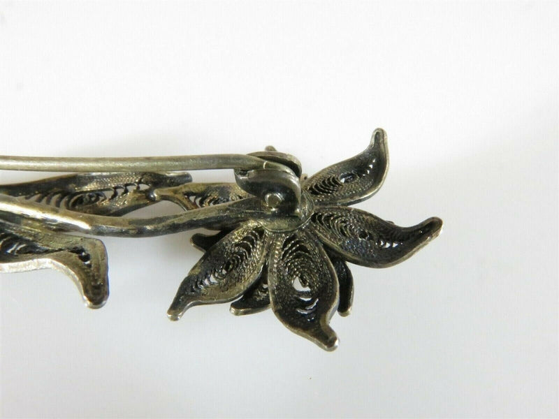 Lovely Delicate Filigree Floral Pin 900 Silver Hallmarked product image for Just Stuff I Sell, clear front view, neutral background, original listing photo, optimized descriptive alt text, centered composition variant 8