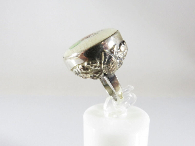 Japanese Satsuma Deity God of Fortune Hand Painted Button Ring Sterling product image for Just Stuff I Sell, clear front view, neutral background, original listing photo, optimized descriptive alt text, centered composition variant 9