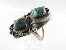 Old Pawn Navajo Double Turquoise Scrolling Feather Finger Ring Size 8.75 product image for Just Stuff I Sell, clear front view, neutral background, original listing photo, optimized descriptive alt text, centered composition variant 3