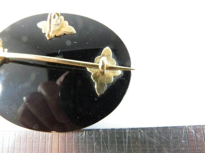 14K Rosey Gold and Polished Jet Hair Mourning Brooch for Restoration product image for Just Stuff I Sell, clear front view, neutral background, original listing photo, optimized descriptive alt text, centered composition variant 9