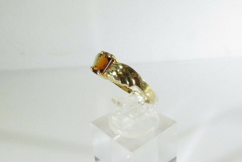Lovely 14K Yellow Gold and Nice Emerald Cut Citrine Ring w/ Wing Style Band Sz 7 product image for Just Stuff I Sell, clear front view, neutral background, original listing photo, optimized descriptive alt text, centered composition variant 3