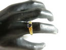 20K Gold .75 Carat Round Cut Natural Blue Sapphire Solitaire Ring Size 9.75