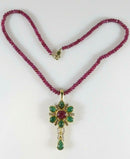 18K Gold 30 Diamond 6 Emerald & Ruby Enhancer With Custom Ruby Necklace product image for Just Stuff I Sell, clear front view, neutral background, original listing photo, optimized descriptive alt text, centered composition variant 3