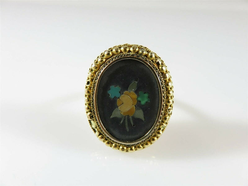 Rare Antique Pietra Dura Ring 18K Top 9K Shank Yellow Gold Ring 7.5 product image for Just Stuff I Sell, clear front view, neutral background, original listing photo, optimized descriptive alt text, centered composition variant 7