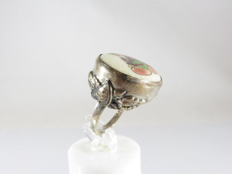 Beautiful Antique Style Japanese Satsuma Sterling Ring Seated God Immortal product image for Just Stuff I Sell, clear front view, neutral background, original listing photo, optimized descriptive alt text, centered composition variant 9