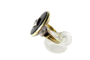 Art Deco 14K Gold Onyx Plaque Ring w/ Diamonds Onyx Size 4