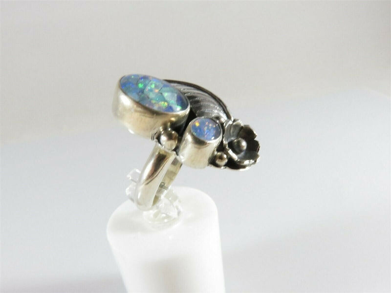 Lovely Opal Doublet Sterling Silver Native American Style Statement Ring Sz 7.25 product image for Just Stuff I Sell, clear front view, neutral background, original listing photo, optimized descriptive alt text, centered composition variant 2