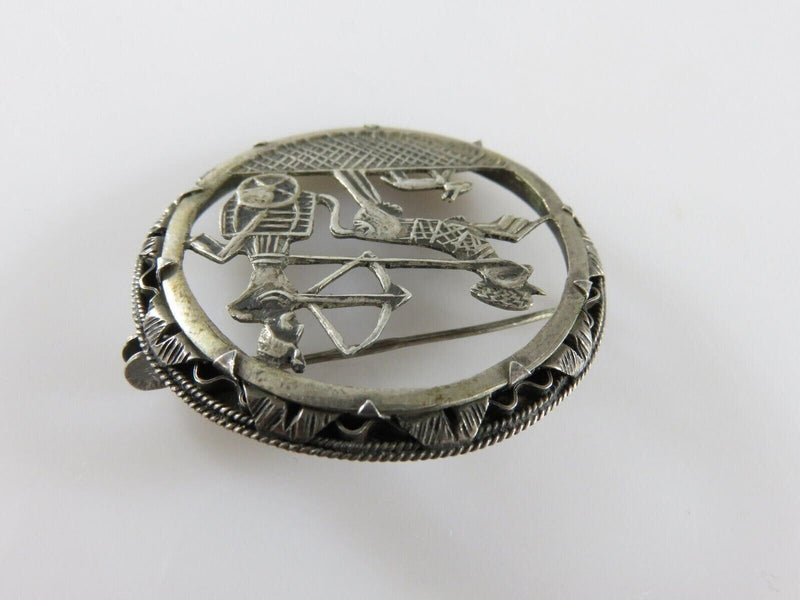 Egyptian Revival Ancient Chariot Dog Scene Art Deco Pierced 800 Silver Pin product image for Just Stuff I Sell, clear front view, neutral background, original listing photo, optimized descriptive alt text, centered composition variant 4