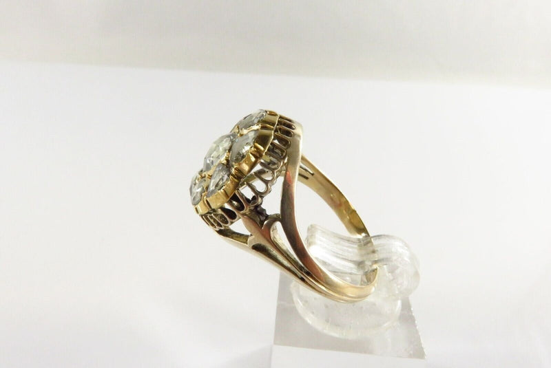 Victorian Round Rose Cut Diamond Cluster Statement Ring Unisex Size 10