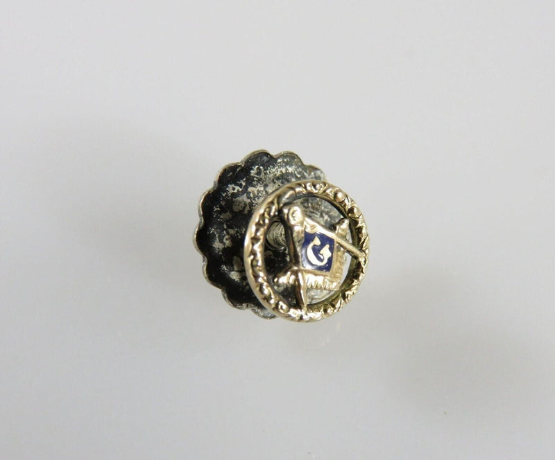 Antique 14K Freemason Compass Square Enameled Round Collar Lapel Screw Back product image for Just Stuff I Sell, clear front view, neutral background, original listing photo, optimized descriptive alt text, centered composition