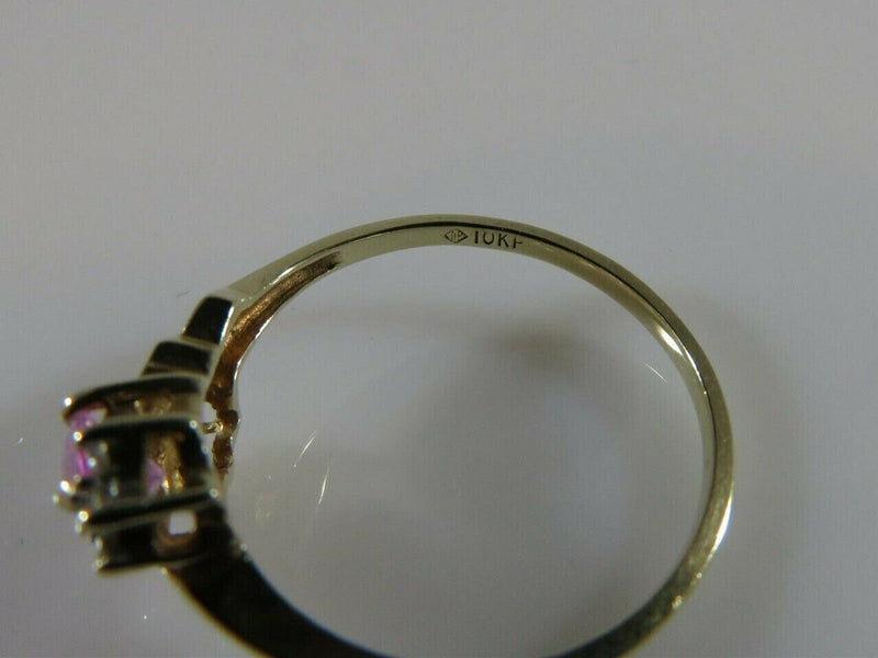 Oval Pink Solitaire Stone 10K Ring w/ 6 CZ Accents Size 5.75 10K Yellow Gold product image for Just Stuff I Sell, clear front view, neutral background, original listing photo, optimized descriptive alt text, centered composition variant 6