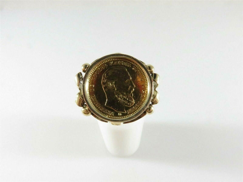14K Gold Coin Ring OOAK Prussia Friedrich III 1888 O 10 Mark Gold Coin Ring